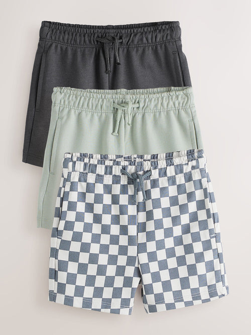 Charcoal Checkerboard Jersey Shorts 3 Pack (3mths-7yrs) image 1