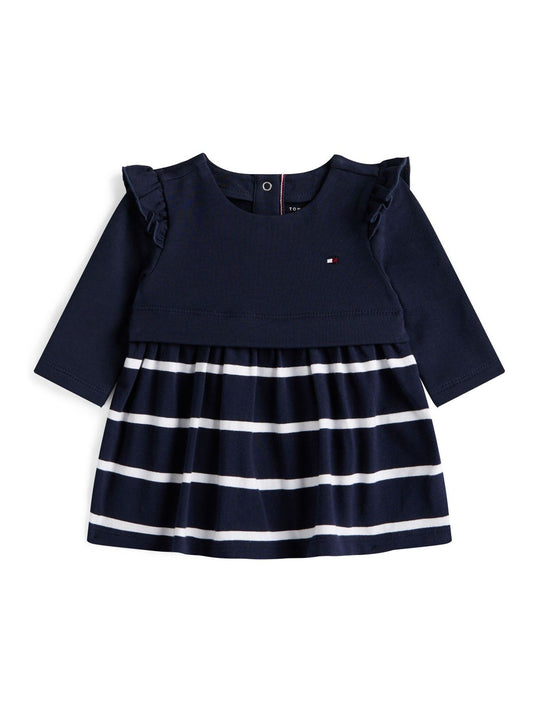 Tommy Hilfiger Blue Essential Frill Long Sleeve Dress image 1