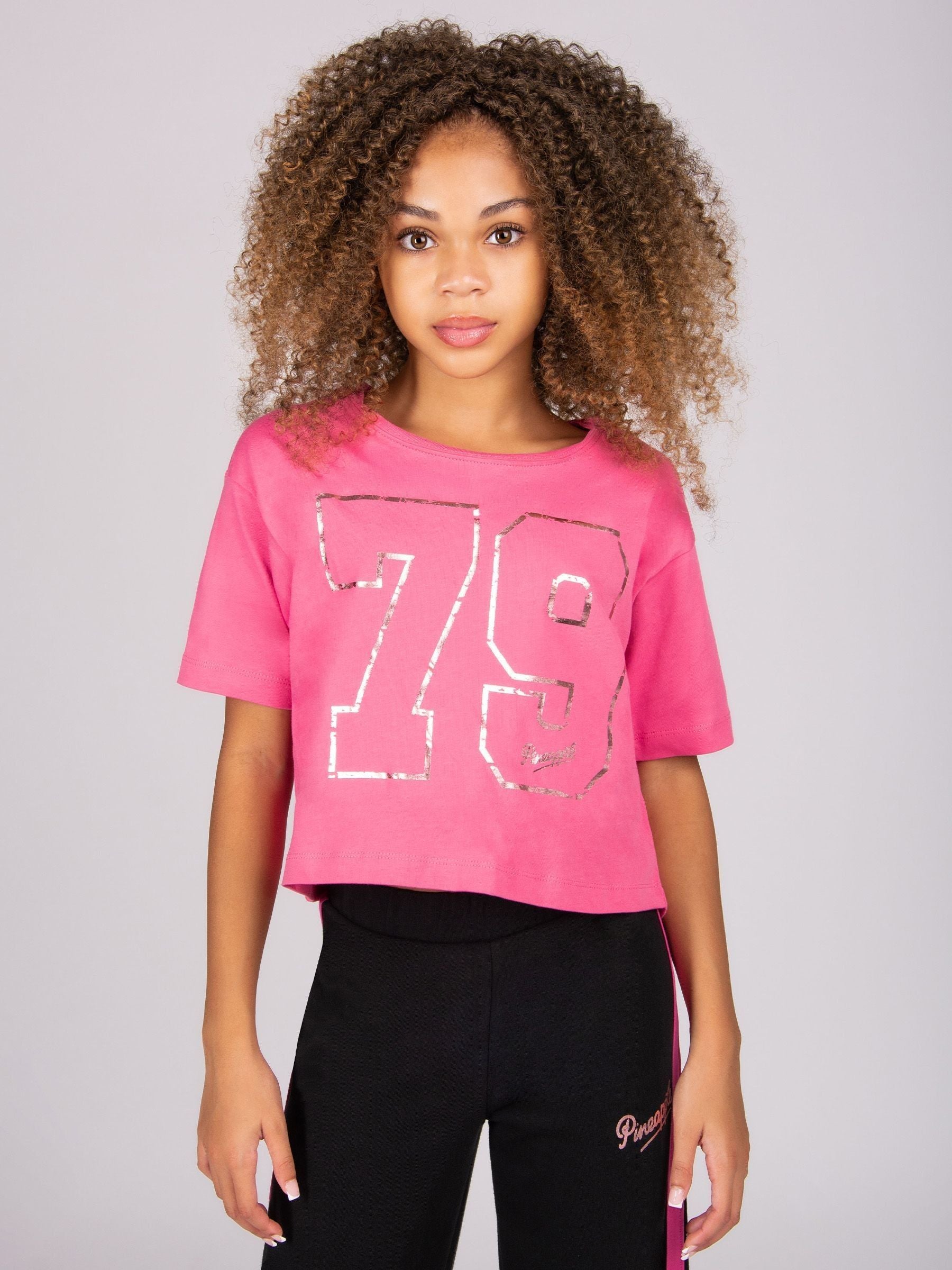 Dsiney Kidz - Pineapple Light Pink Logo Girls Dance Crop T-Shirt image 1