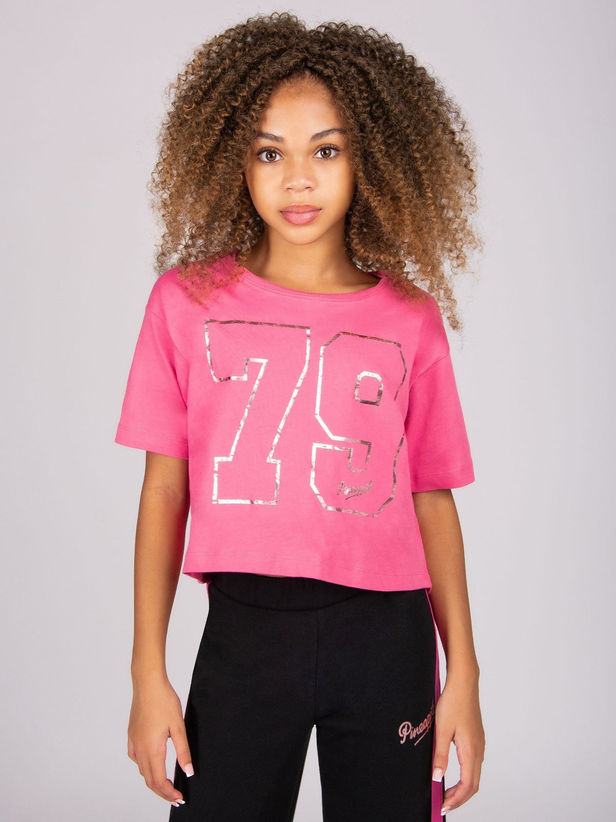 Dsiney Kidz - Pineapple Light Pink Logo Girls Dance Crop T-Shirt image 1