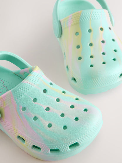 Aqua Blue Marble Wide Fit (G) Comfort Clogs image 3