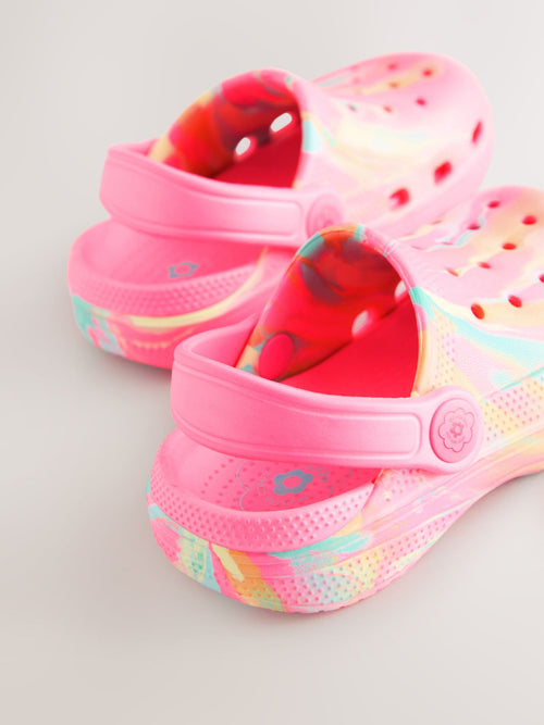 Bright Pink Marble Wide Fit (G) Comfort Clogs image 1