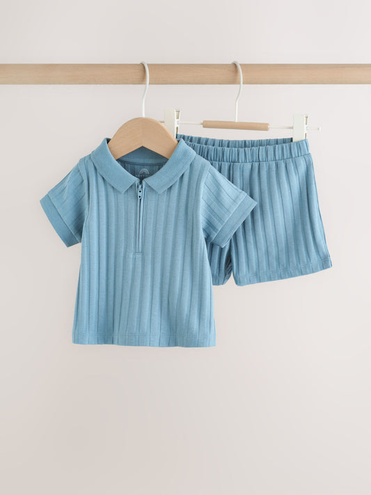 Blue Polo Top and Shorts Baby Set (0mths-2yrs) image 1