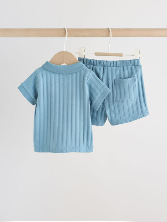 Blue Polo Top and Shorts Baby Set (0mths-2yrs) image 2