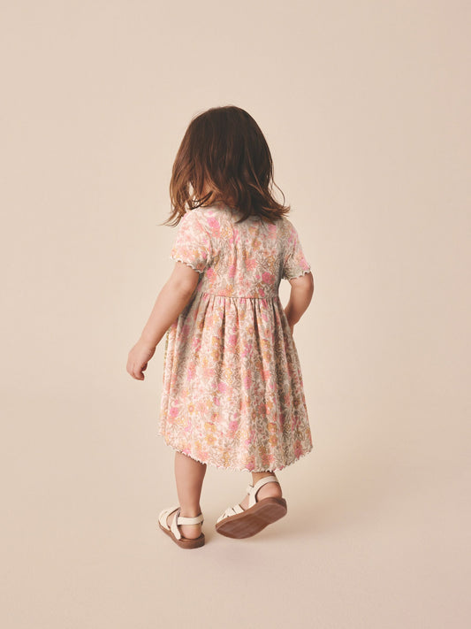 Dsiney Kidz - Pink Floral Short Sleeve Ribbed Dress (3mths-7yrs) image 2