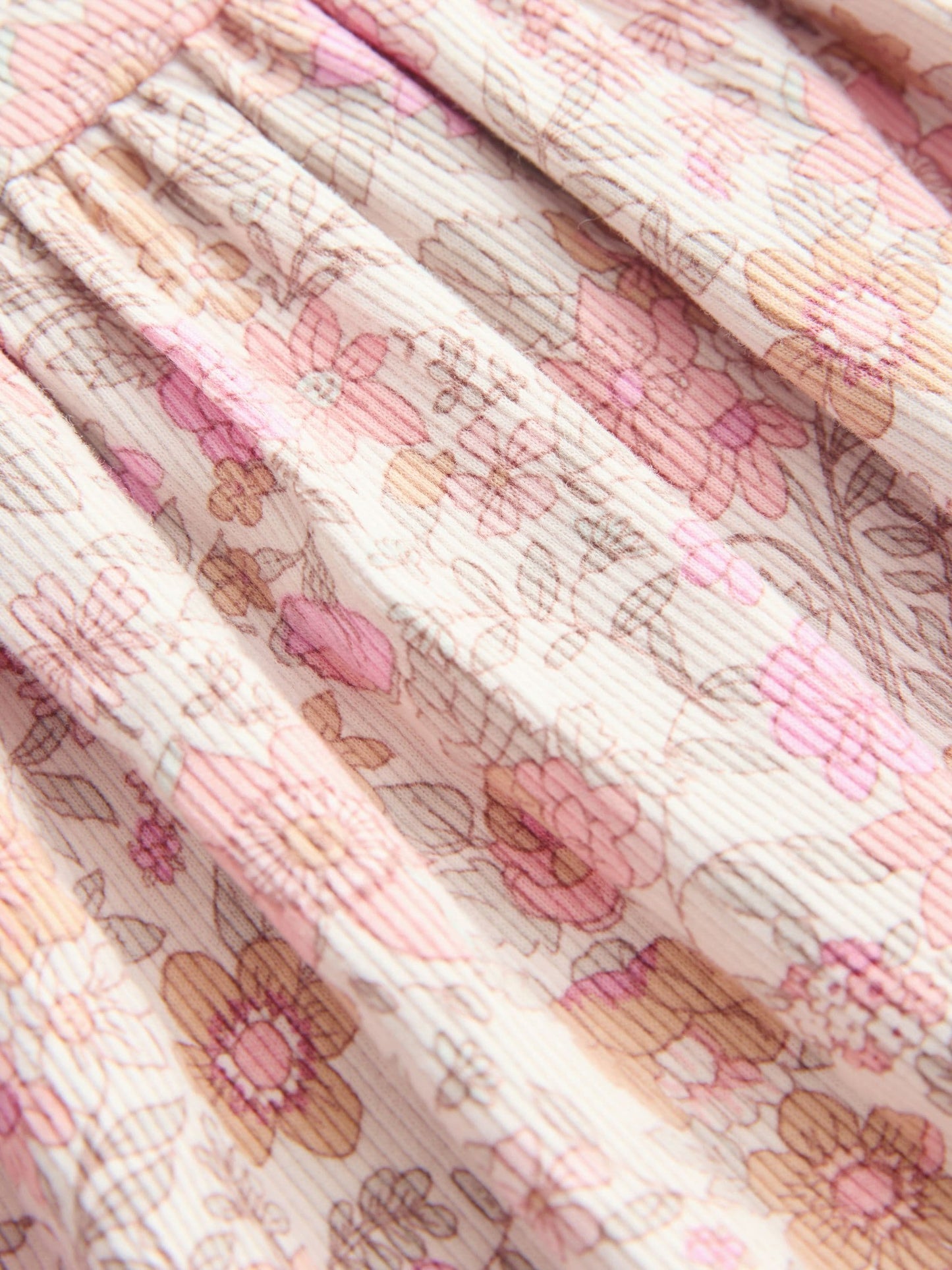 Pink Floral Short Sleeve Ribbed Dress (3mths-7yrs) image 5