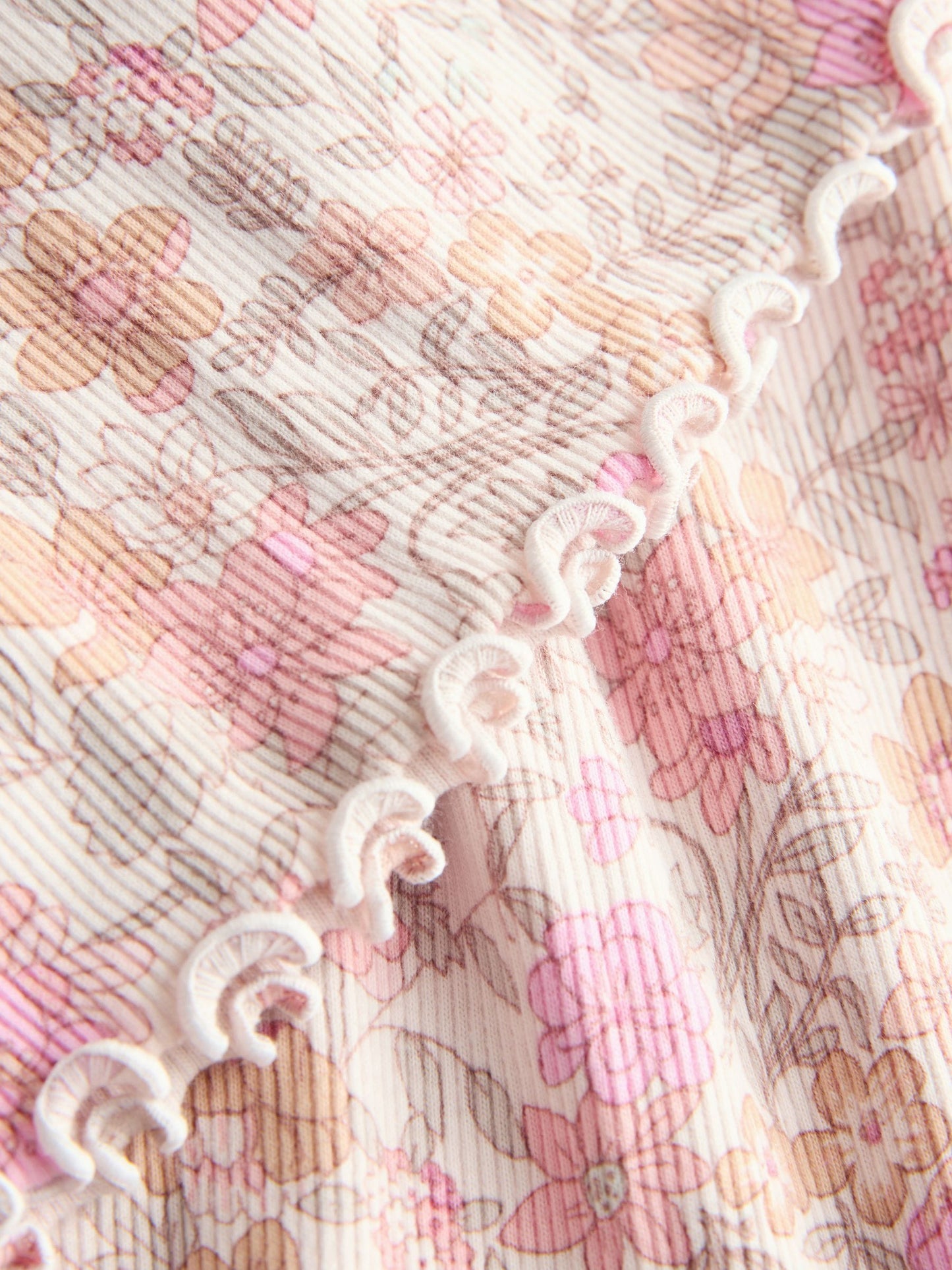 Pink Floral Short Sleeve Ribbed Dress (3mths-7yrs) image 6