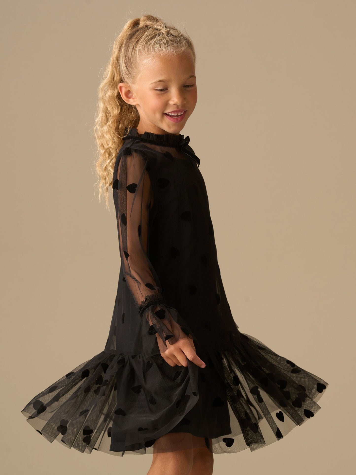 Angel & Rocket Black Neve Flock Heart Mesh Dress image 2