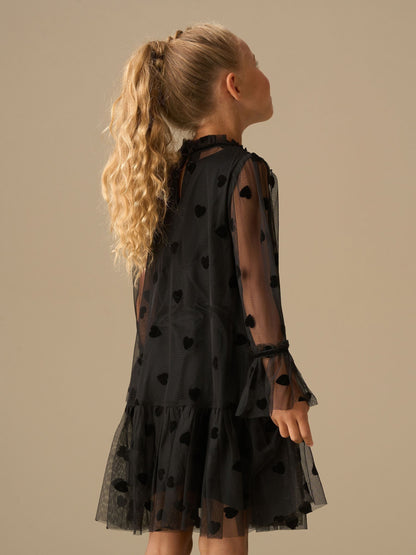 Angel & Rocket Black Neve Flock Heart Mesh Dress image 3
