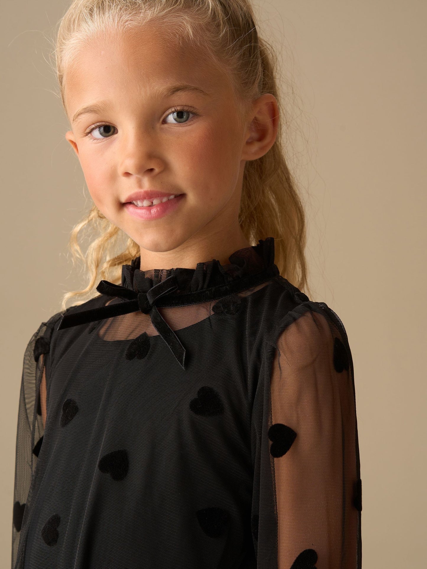 Angel & Rocket Black Neve Flock Heart Mesh Dress image 4