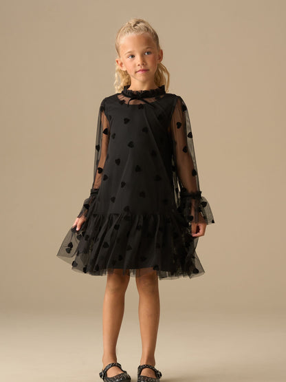 Angel & Rocket Black Neve Flock Heart Mesh Dress image 5
