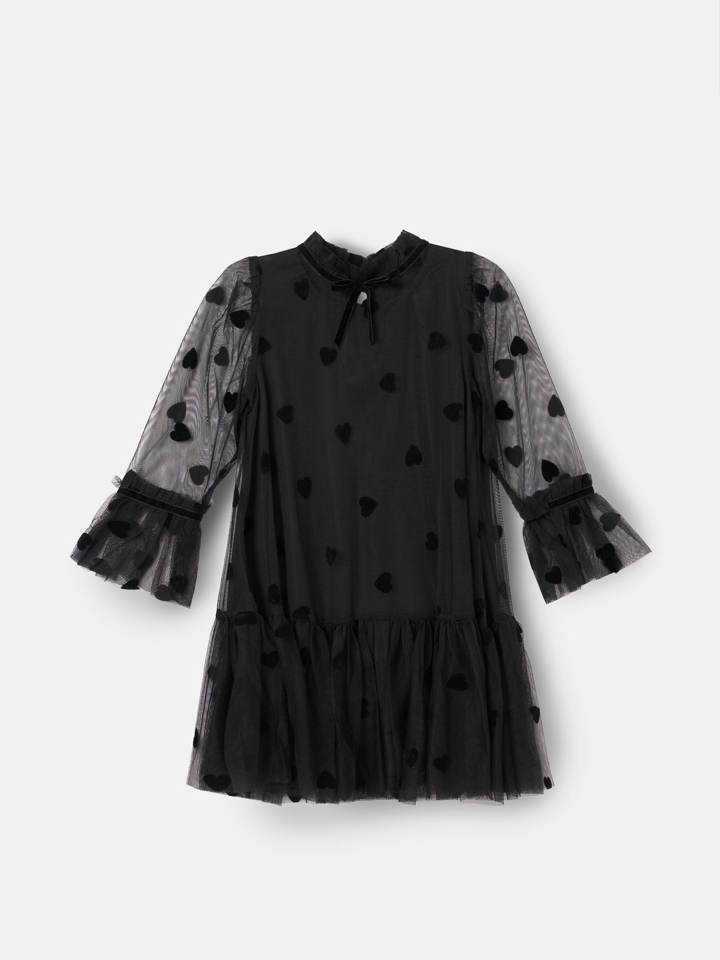 Angel & Rocket Black Neve Flock Heart Mesh Dress image 6