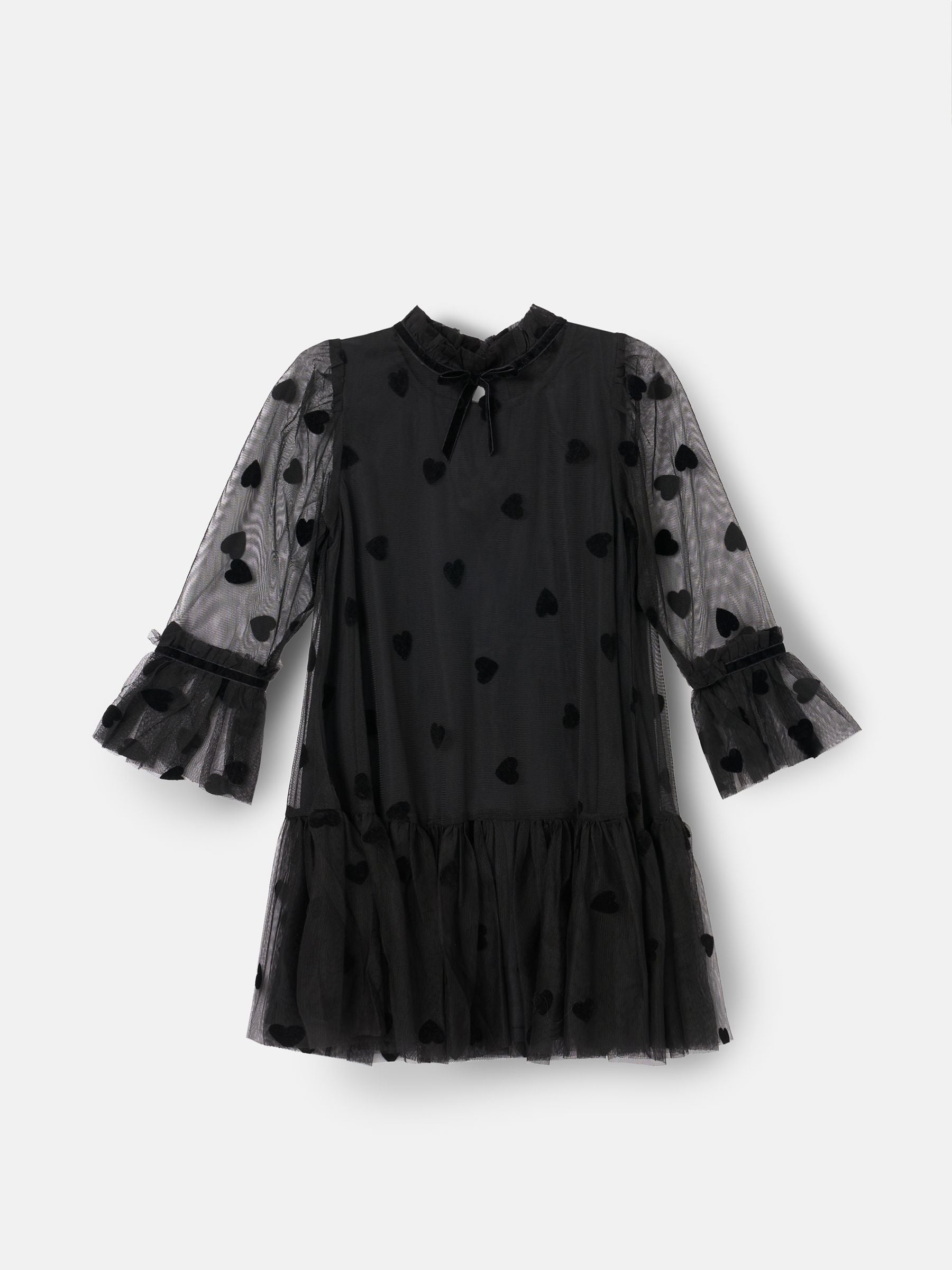 Angel & Rocket Black Neve Flock Heart Mesh Dress image 6