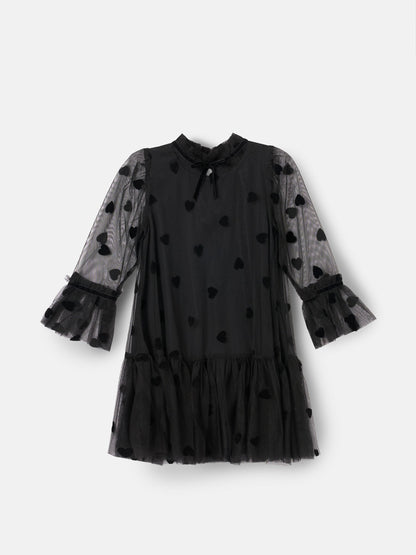 Angel & Rocket Black Neve Flock Heart Mesh Dress image 6