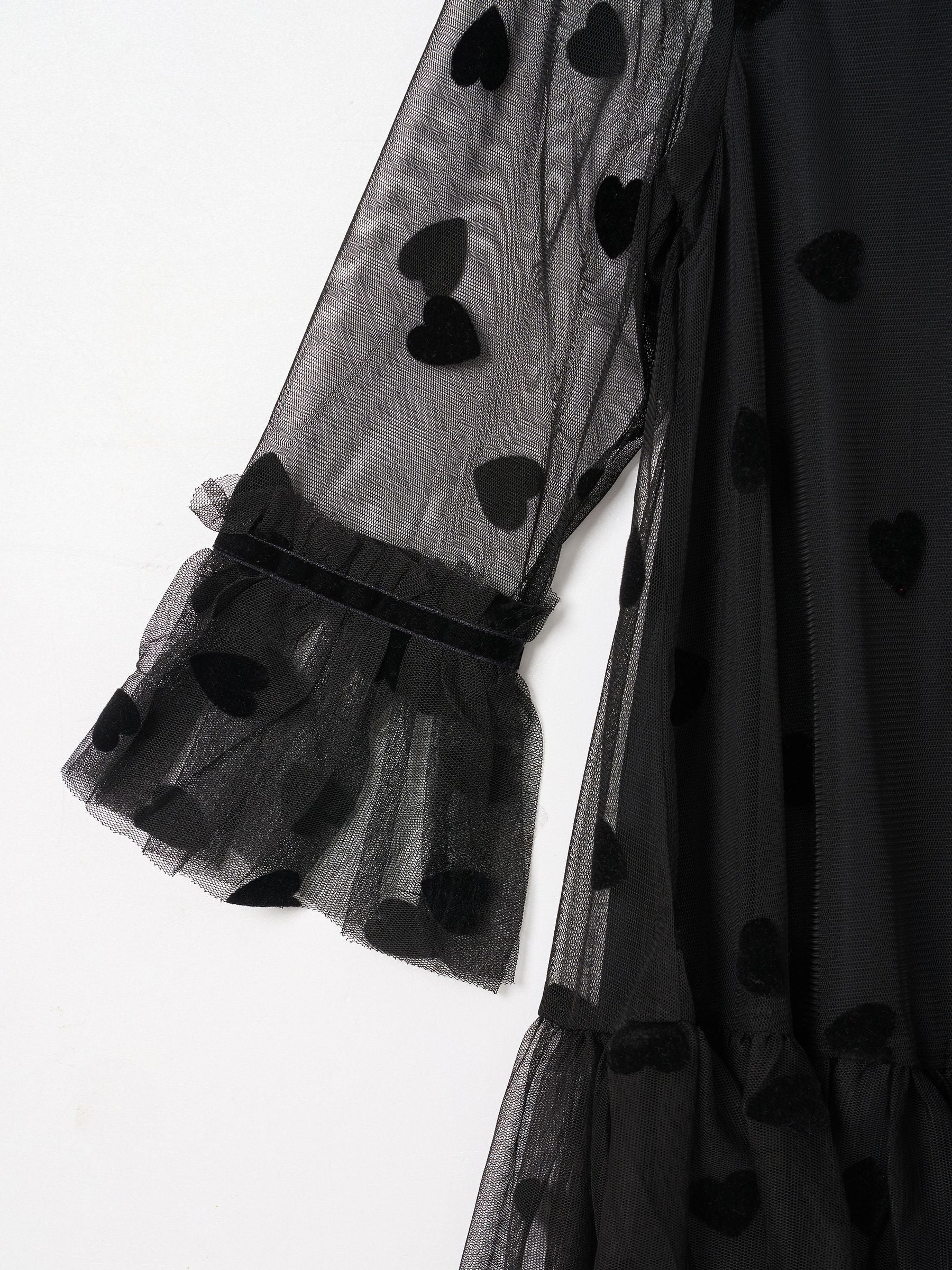 Angel & Rocket Black Neve Flock Heart Mesh Dress image 8