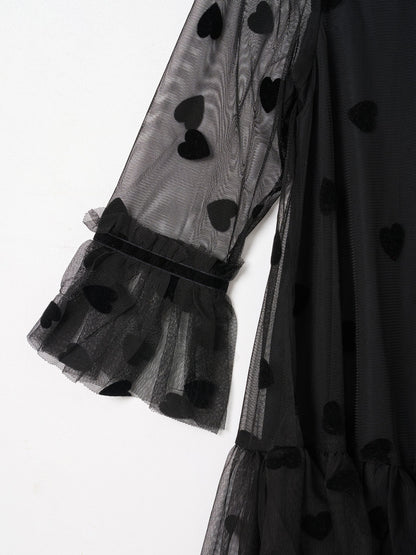 Angel & Rocket Black Neve Flock Heart Mesh Dress image 8