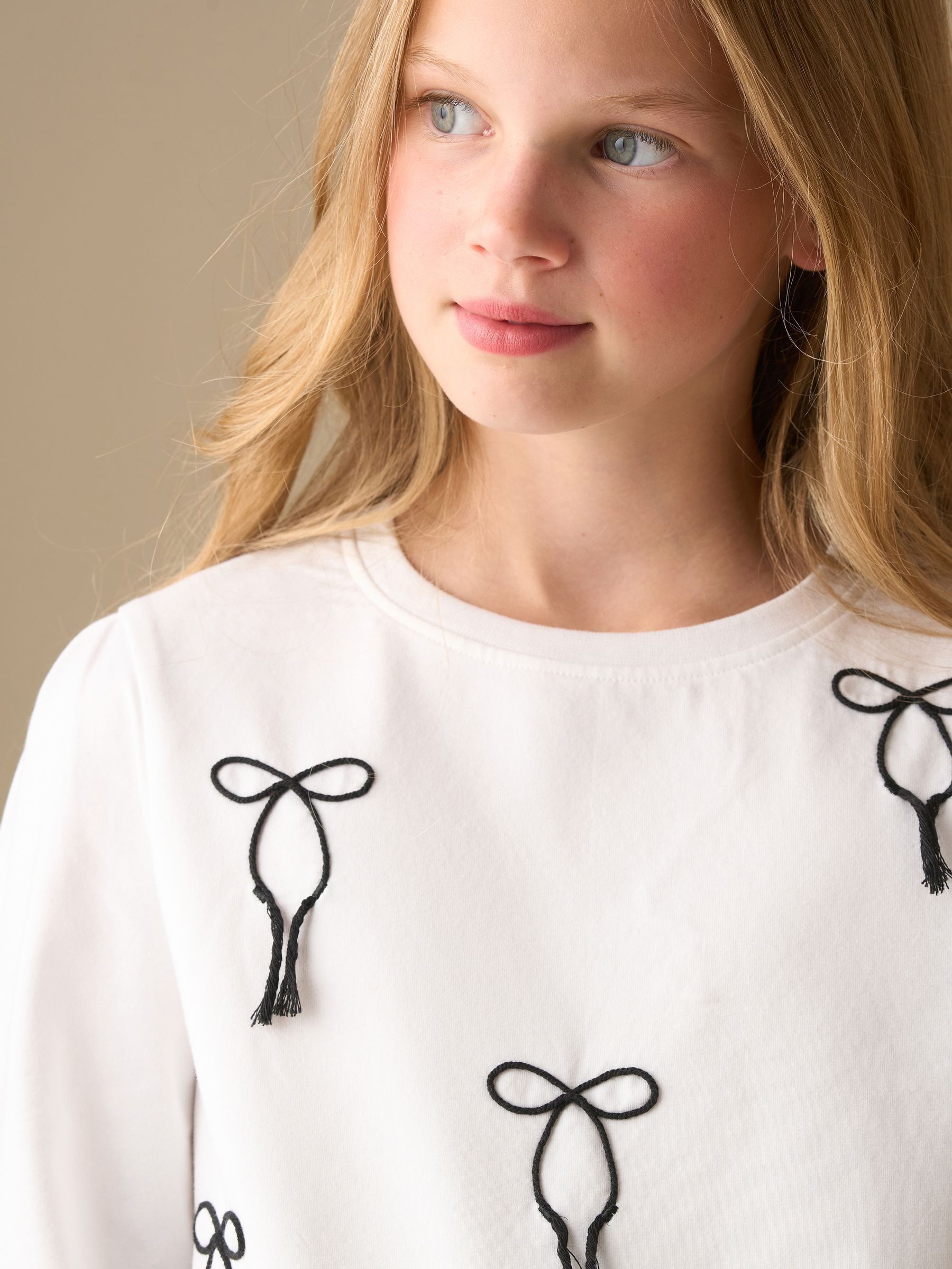 Dsiney Kidz - Angel & Rocket White Imogen Embroidered Bow Long Sleeve Top image 3