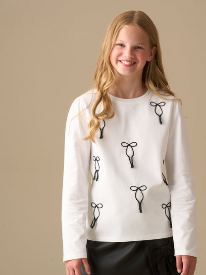 Dsiney Kidz - Angel & Rocket White Imogen Embroidered Bow Long Sleeve Top image 5