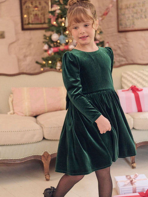 Dsiney Kidz - Angel & Rocket Green Grace Velvet Bow Back Dress image 1