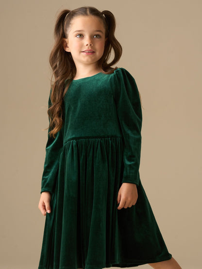 Angel & Rocket Green Grace Velvet Bow Back Dress image 4