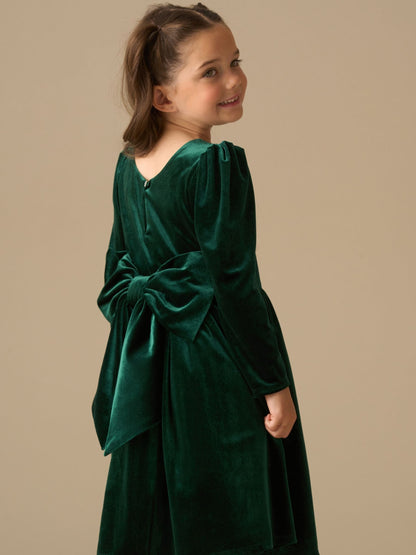 Angel & Rocket Green Grace Velvet Bow Back Dress image 5