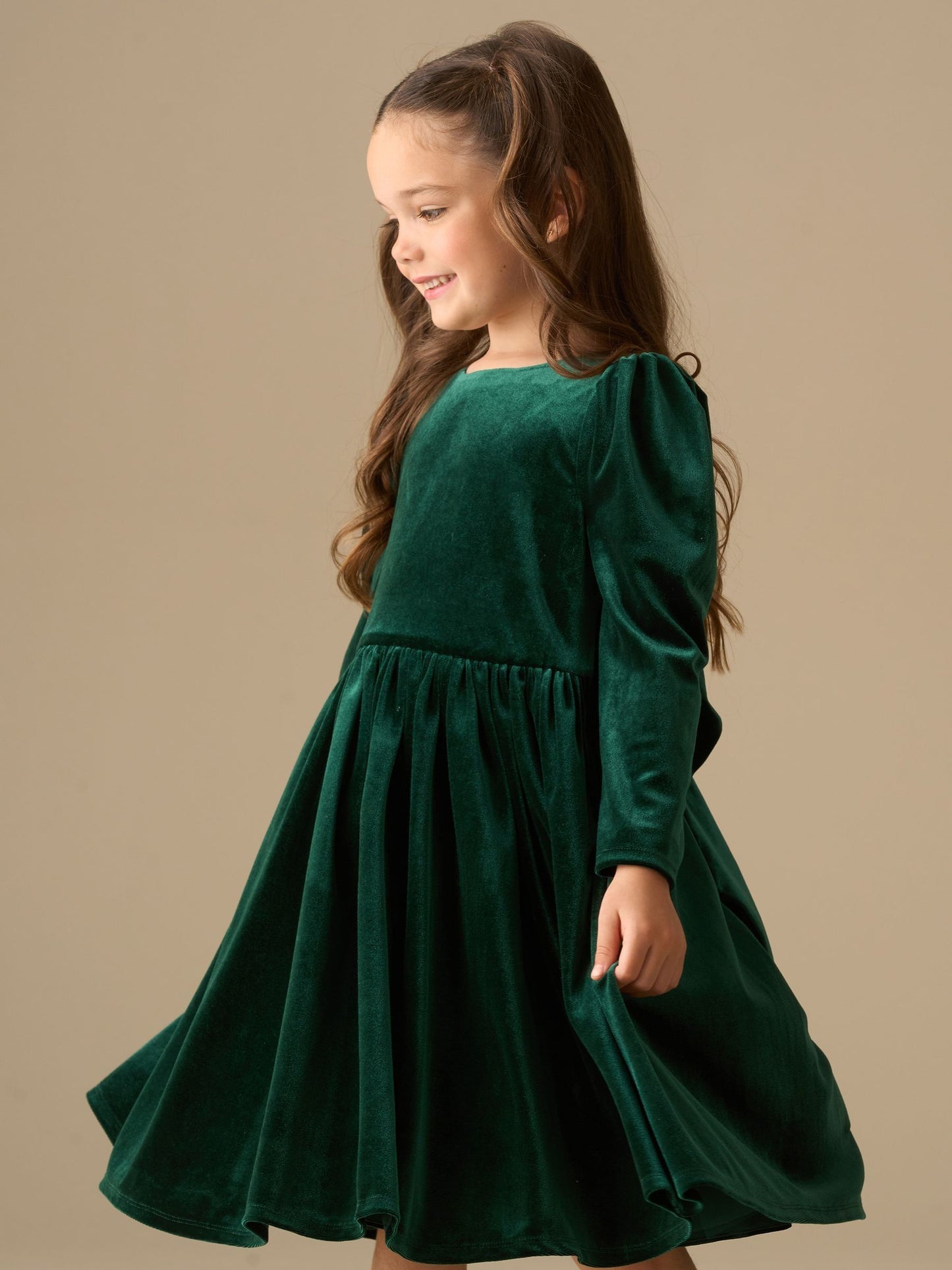 Angel & Rocket Green Grace Velvet Bow Back Dress image 6