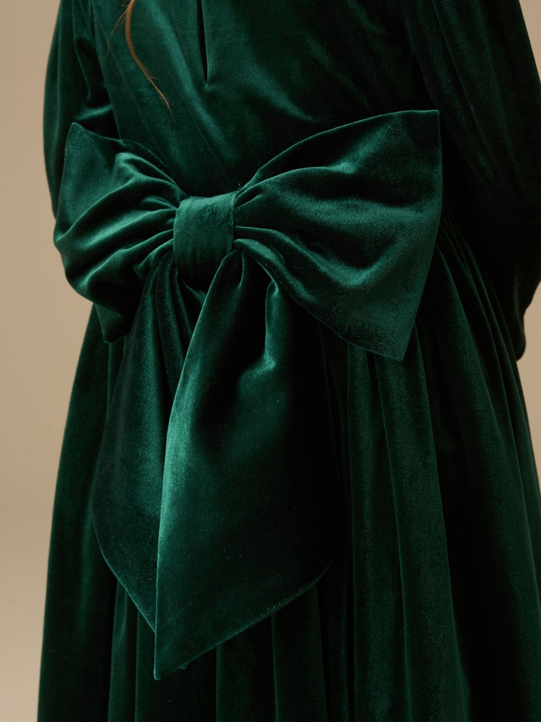 Angel & Rocket Green Grace Velvet Bow Back Dress image 7