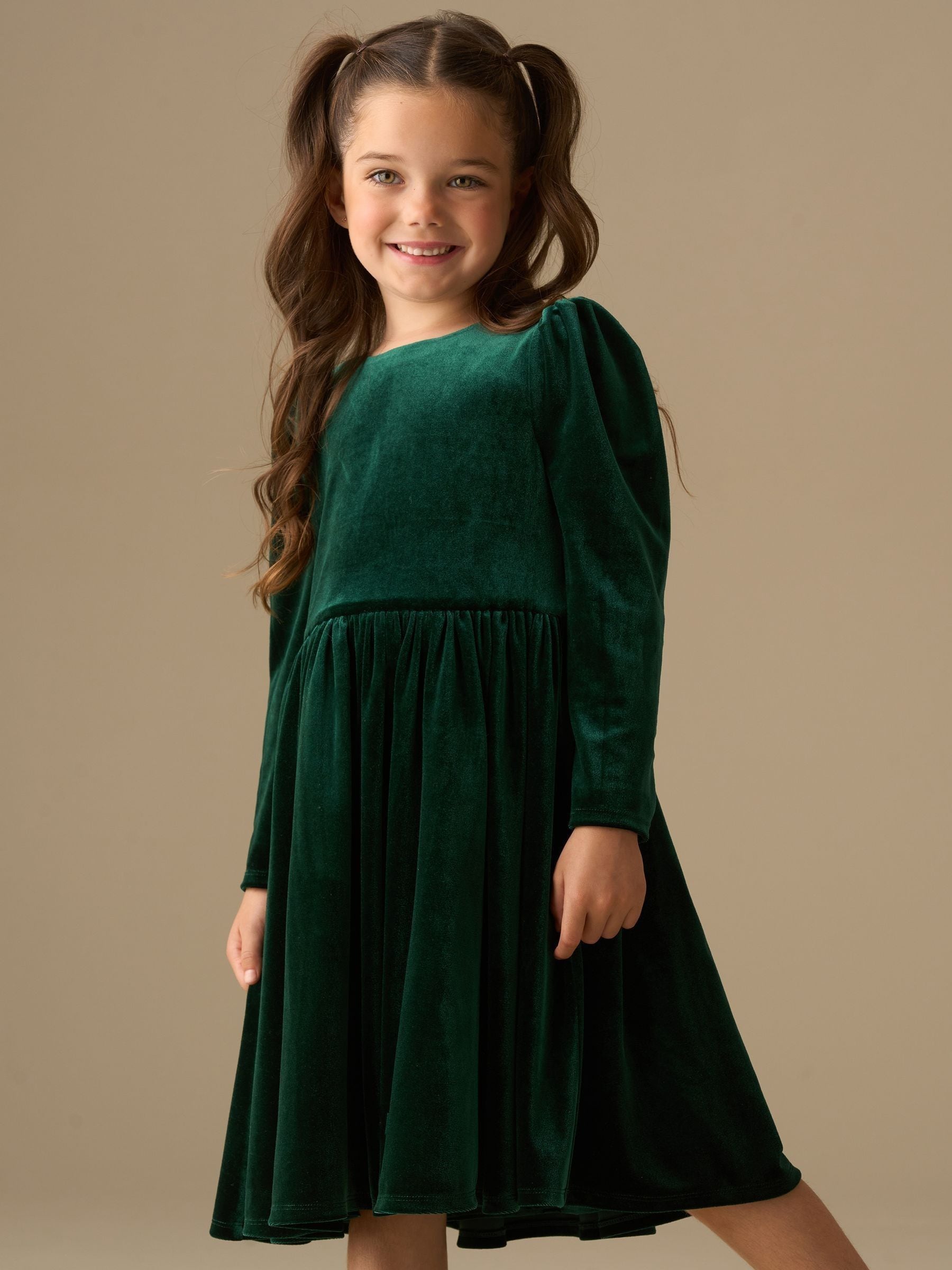 Angel & Rocket Green Grace Velvet Bow Back Dress image 8
