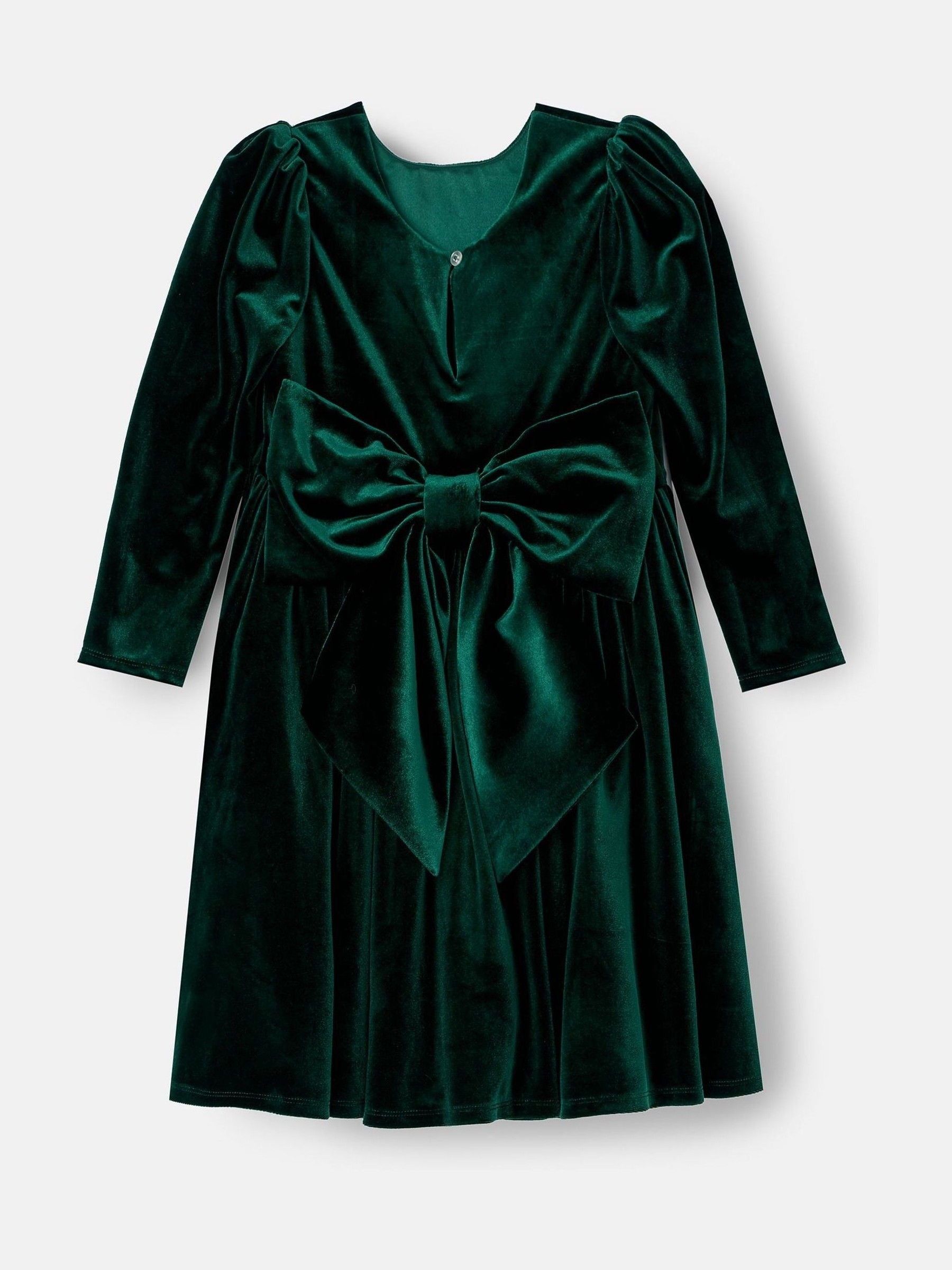 Angel & Rocket Green Grace Velvet Bow Back Dress image 9