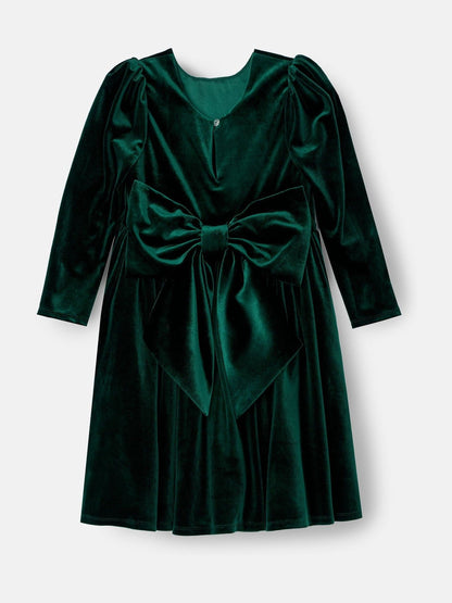 Angel & Rocket Green Grace Velvet Bow Back Dress image 9