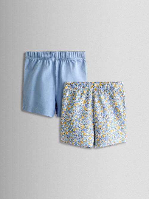 JoJo Maman Bébé Light Blue Floral 2-Pack Cycle Shorts image 1