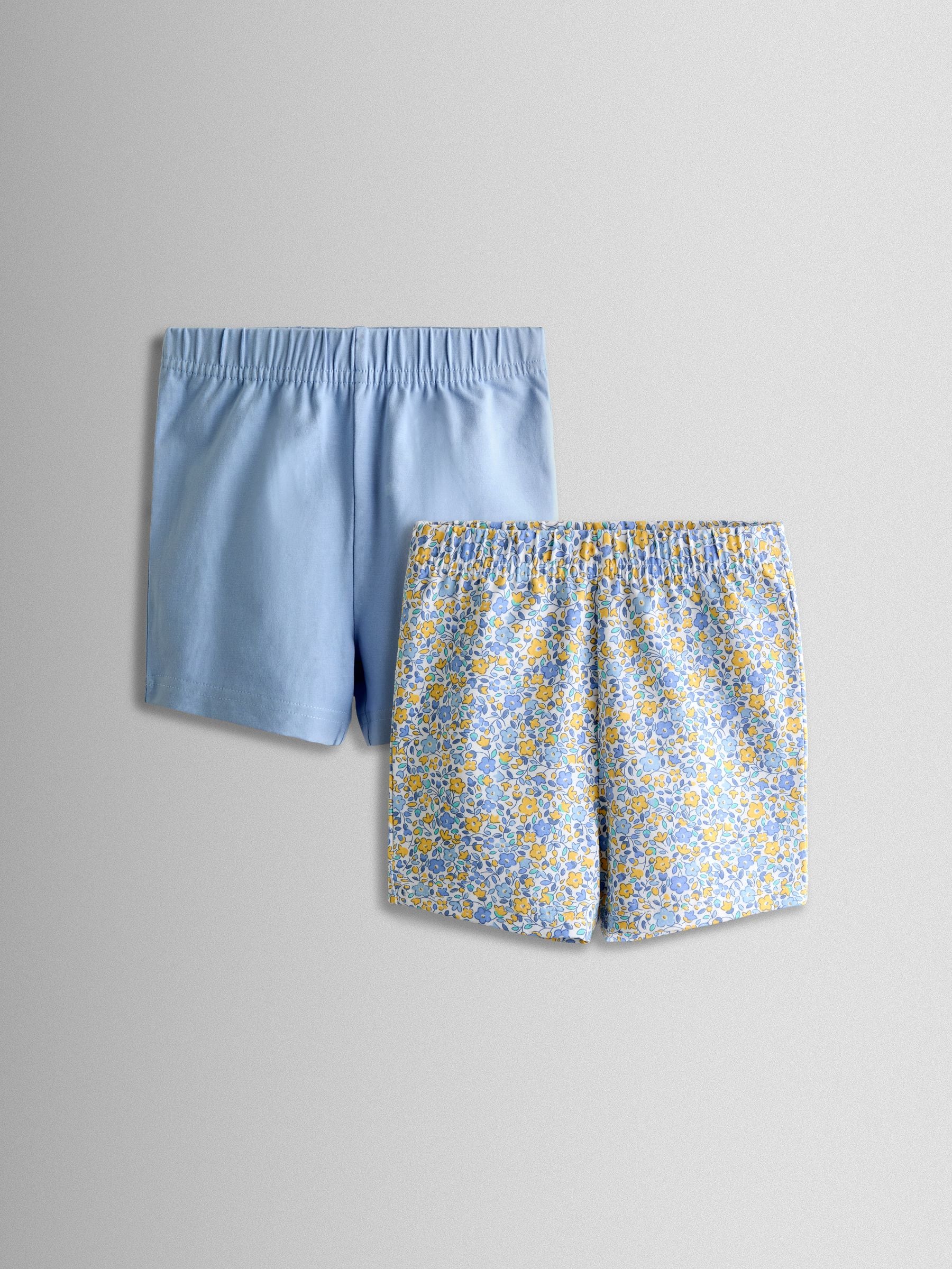 JoJo Maman Bébé Light Blue Floral 2-Pack Cycle Shorts image 1