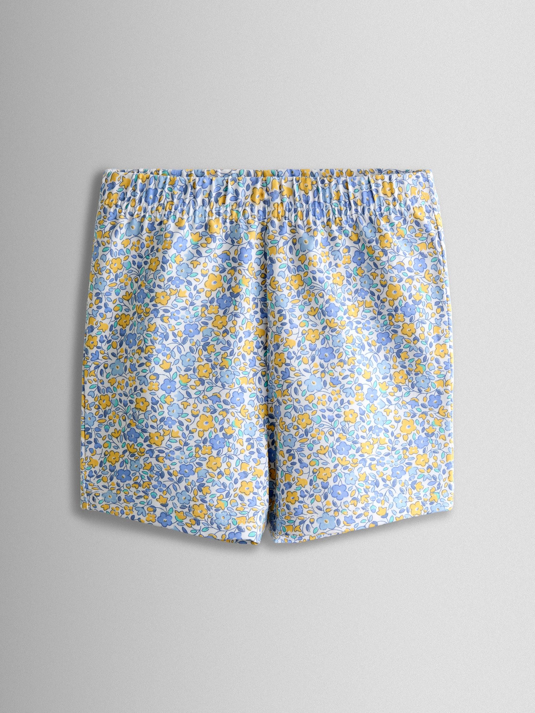 JoJo Maman Bébé Light Blue Floral 2-Pack Cycle Shorts image 2