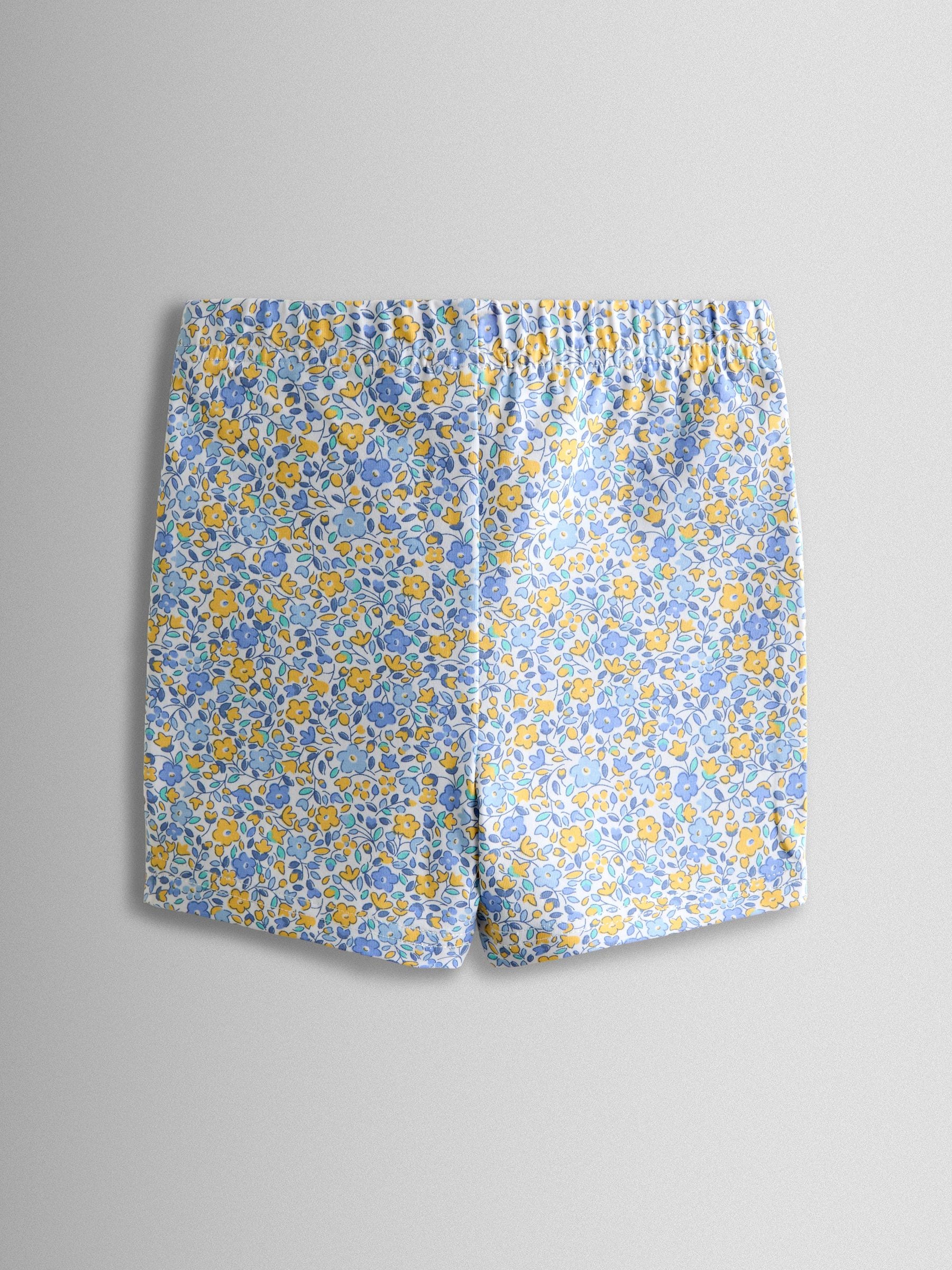 JoJo Maman Bébé Light Blue Floral 2-Pack Cycle Shorts image 3