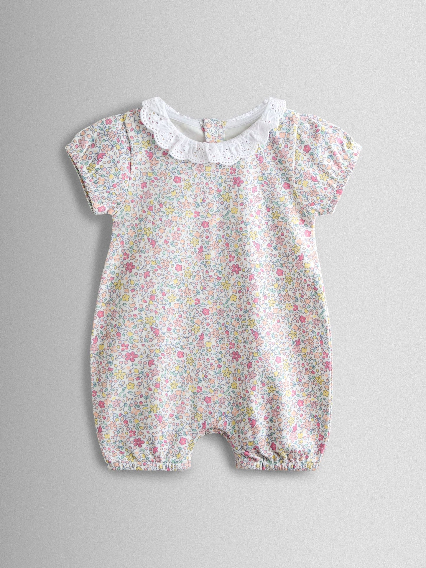JoJo Maman Bébé Yellow Duck & Floral 2-Pack Broderie Collar Rompers image 3