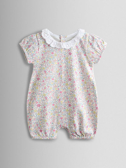 JoJo Maman Bébé Yellow Duck & Floral 2-Pack Broderie Collar Rompers image 3