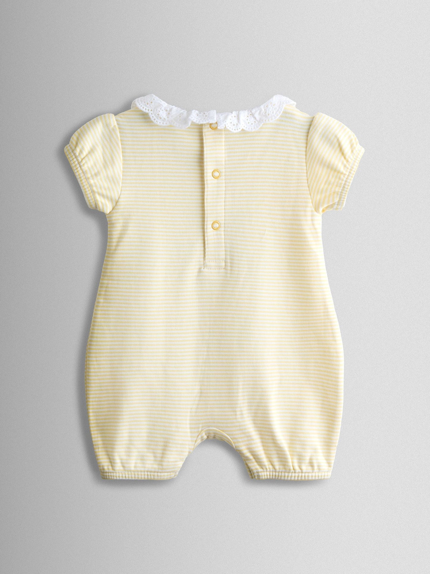 JoJo Maman Bébé Yellow Duck & Floral 2-Pack Broderie Collar Rompers image 4