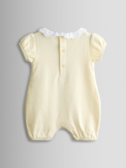 JoJo Maman Bébé Yellow Duck & Floral 2-Pack Broderie Collar Rompers image 4