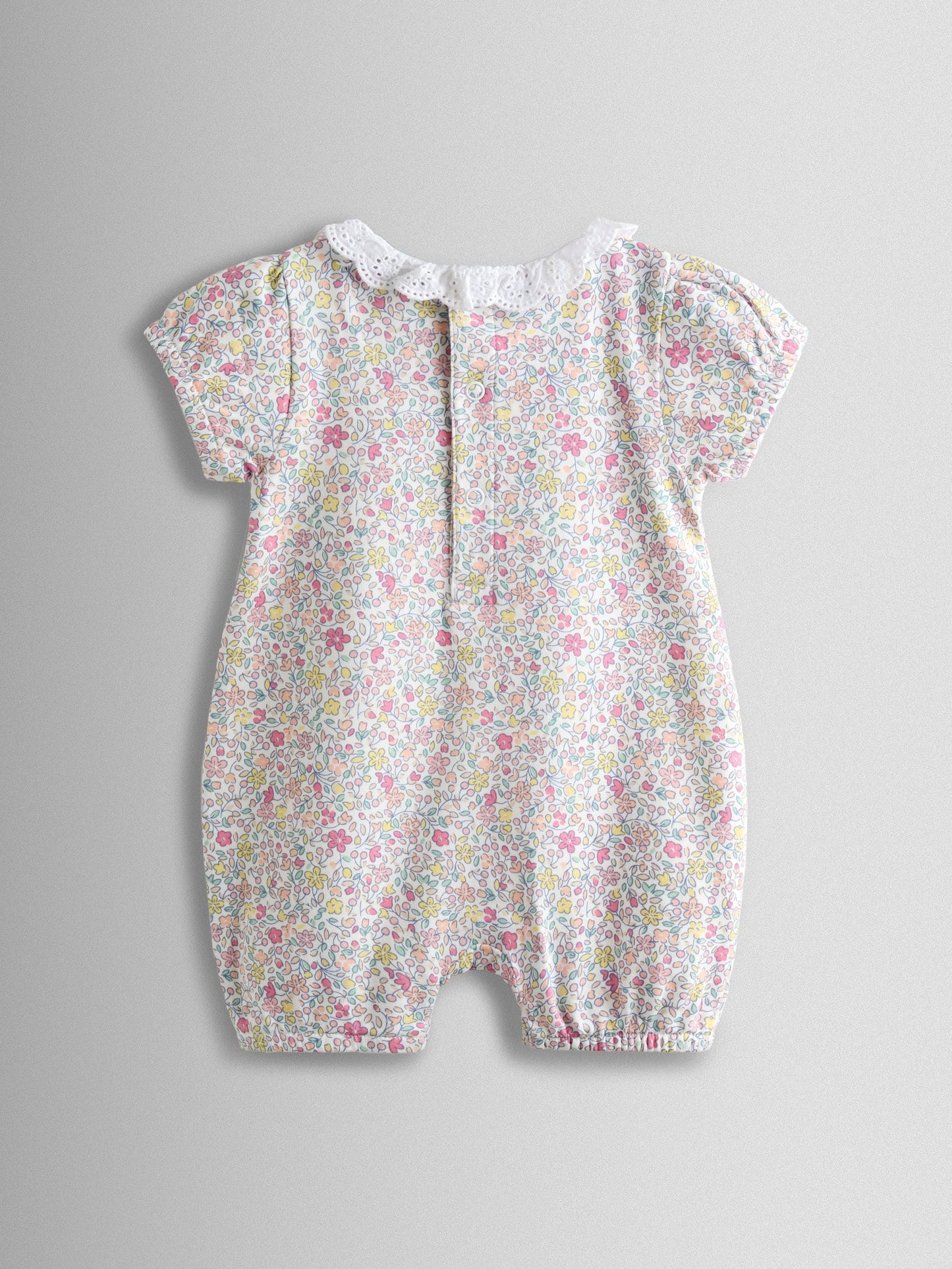 JoJo Maman Bébé Yellow Duck & Floral 2-Pack Broderie Collar Rompers image 5