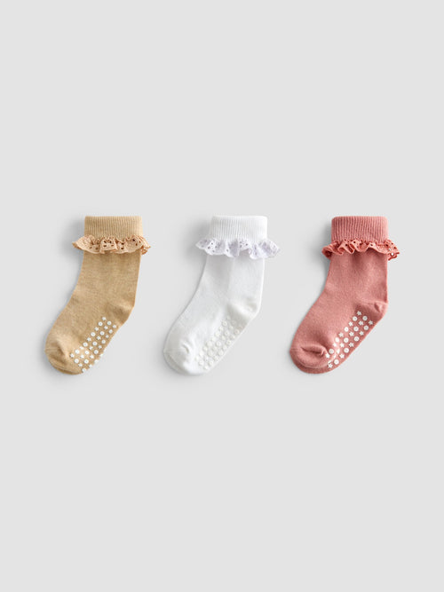 JoJo Maman Bébé Pink 3-Pack Frill Socks image 1