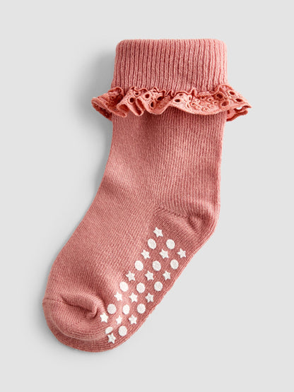 JoJo Maman Bébé Pink 3-Pack Frill Socks image 5