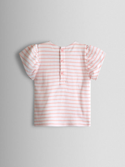JoJo Maman Bébé Pink Cherry Appliqué Sleeve T-shirt image 2