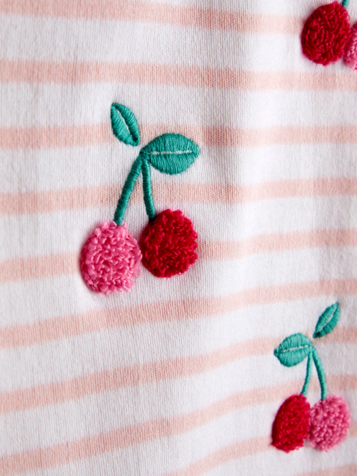 JoJo Maman Bébé Pink Cherry Appliqué Sleeve T-shirt image 3