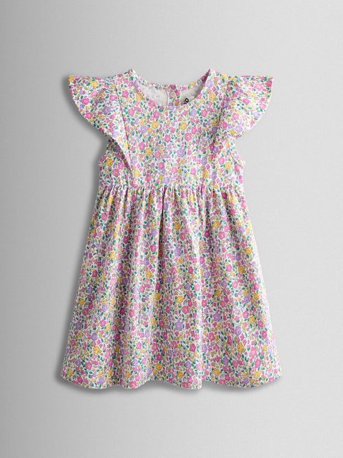 Dsiney Kidz - JoJo Maman Bébé Pink Ditsy Floral Ruffle Sleeve Dress image 1