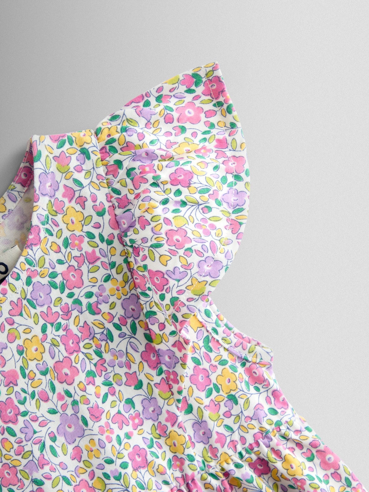 JoJo Maman Bébé Pink Ditsy Floral Ruffle Sleeve Dress image 3