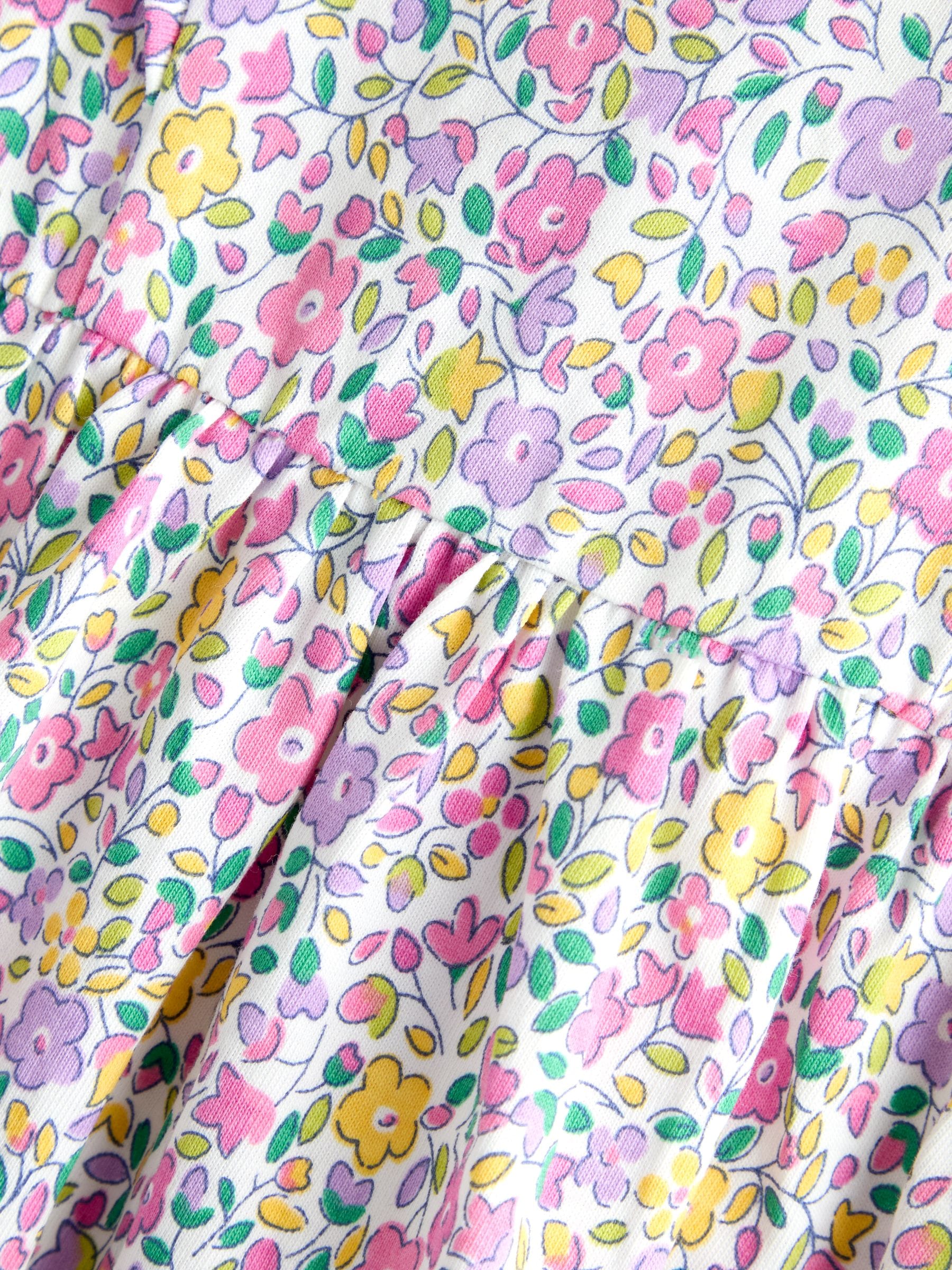 JoJo Maman Bébé Pink Ditsy Floral Ruffle Sleeve Dress image 4