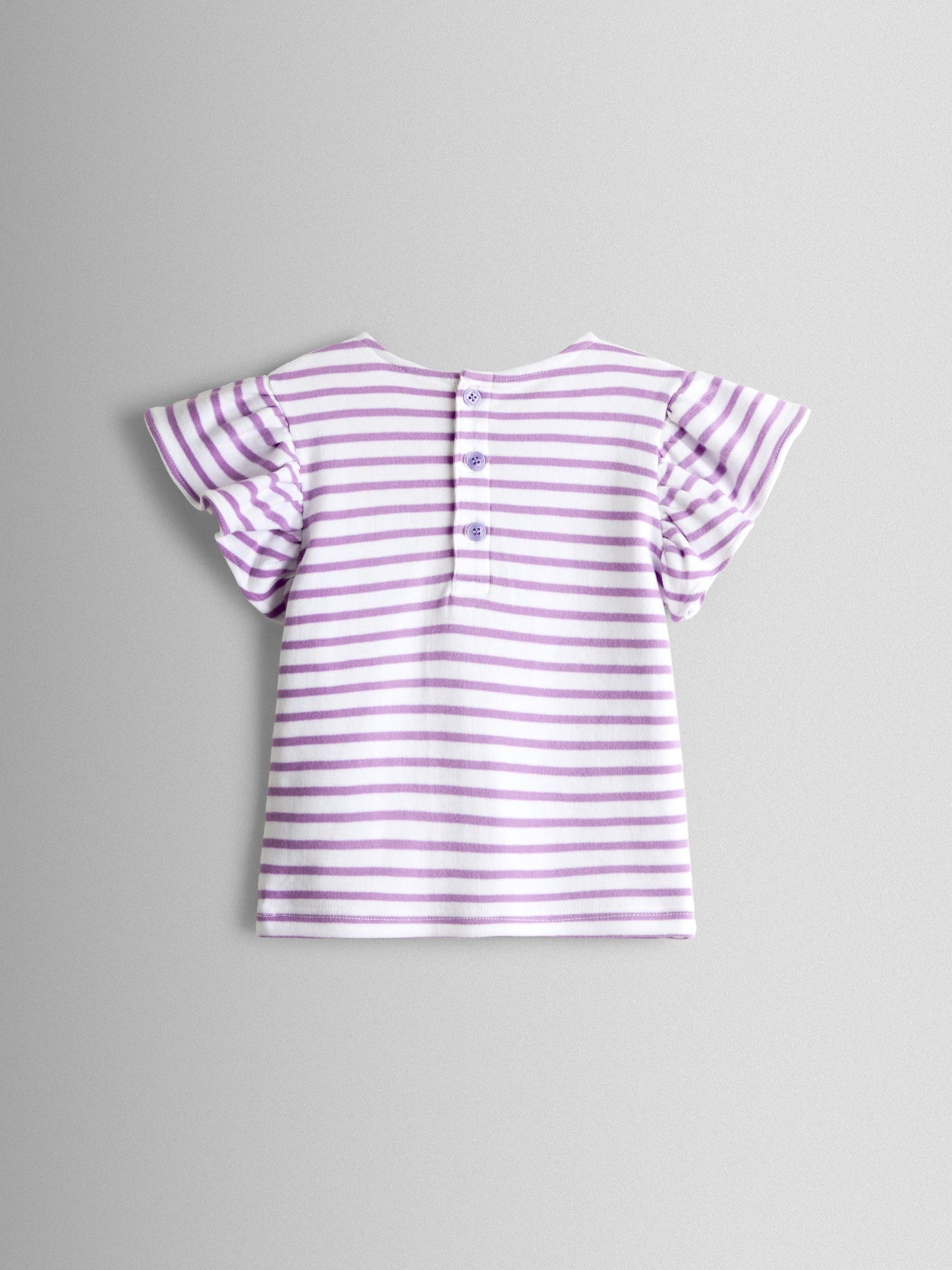 JoJo Maman Bébé Lilac Purple Strawberry Appliqué Sleeve T-shirt image 3