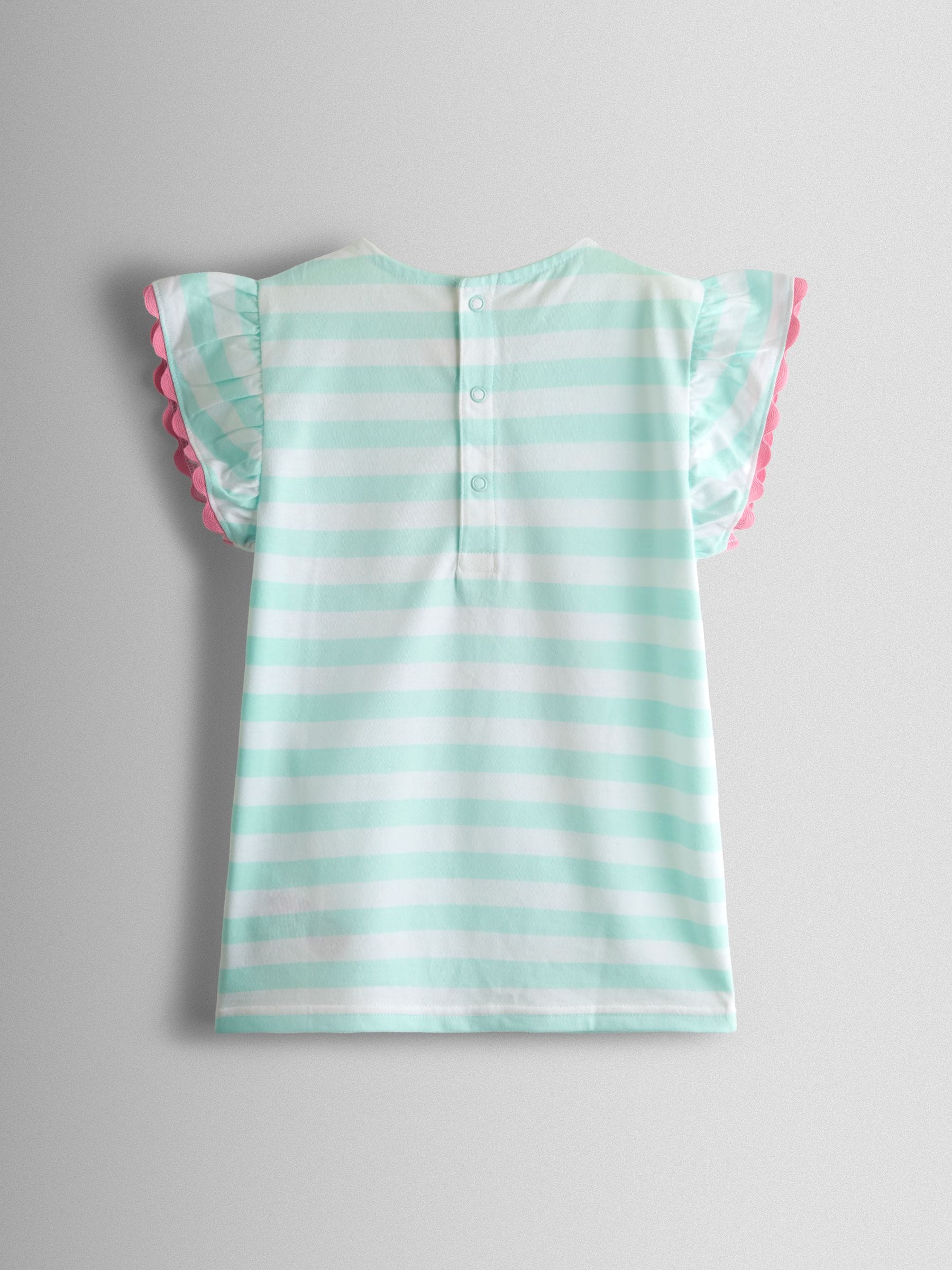 Dsiney Kidz - JoJo Maman Bébé Green Mermaid Appliqué Frill Sleeve T-Shirt image 2