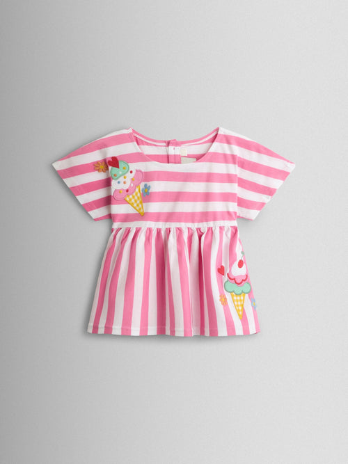 JoJo Maman Bébé Pink Ice cream Appliqué Peplum T-Shirt image 1