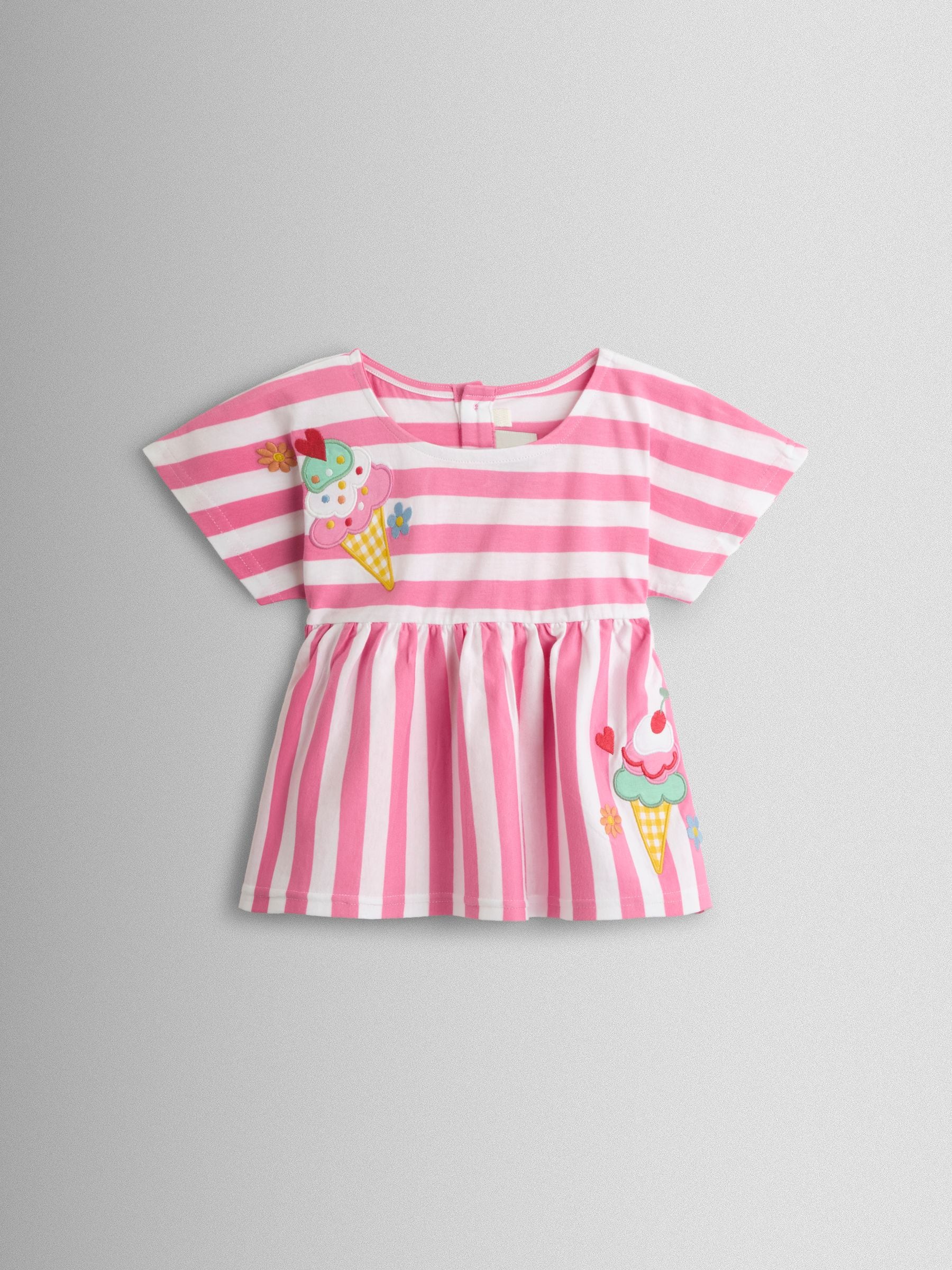 JoJo Maman Bébé Pink Ice cream Appliqué Peplum T-Shirt image 1